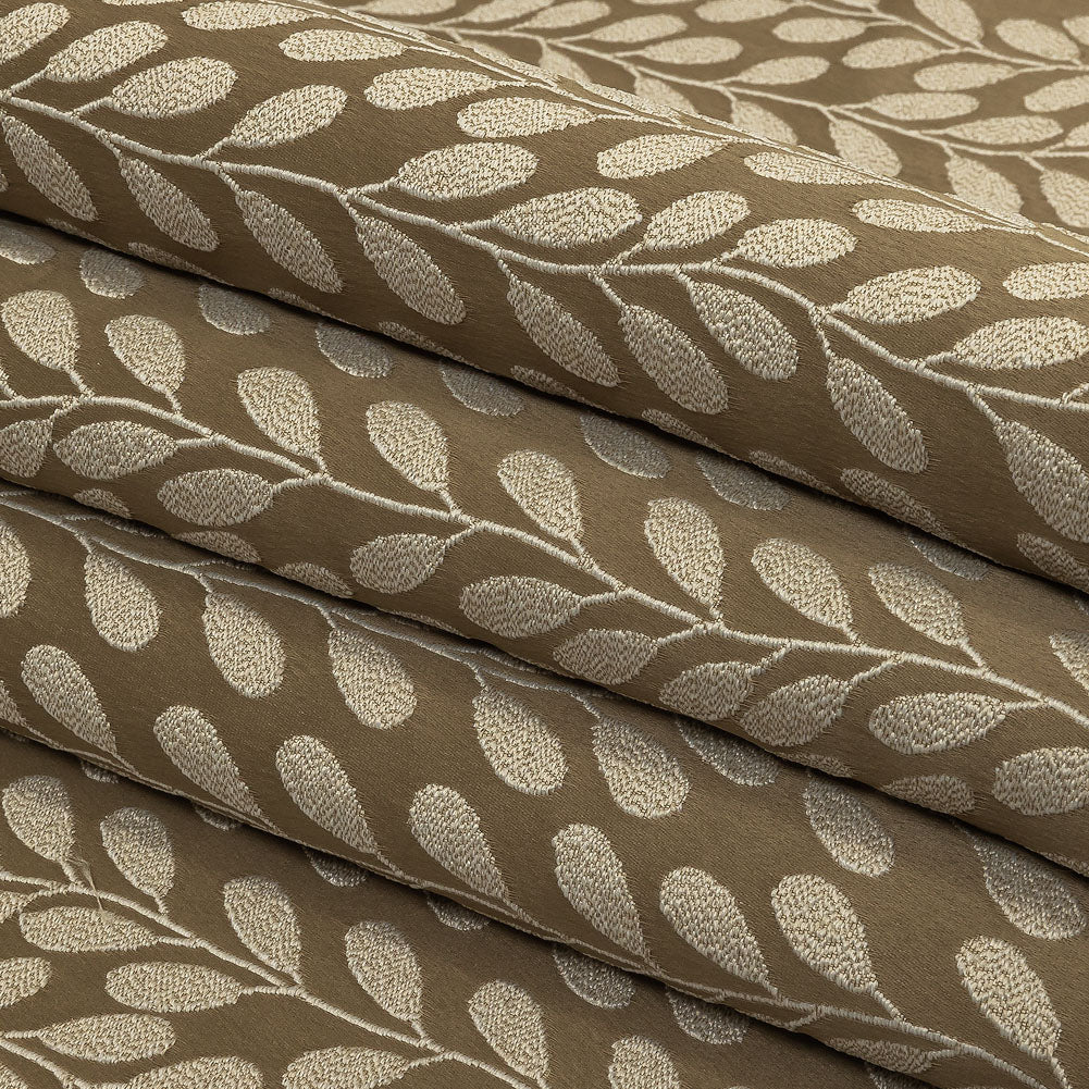 Polyester Jacquard - Olive Cascading Vines - British Imported Folded