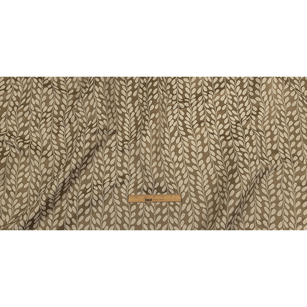 Polyester Jacquard - Olive Cascading Vines - British Imported Full