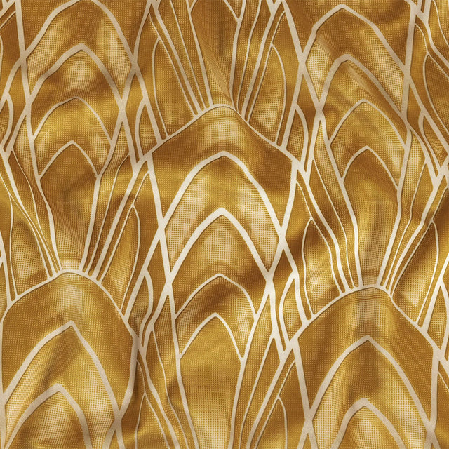 Printed Microvelvet - Ochre Labyrinth of Arches - British Imported