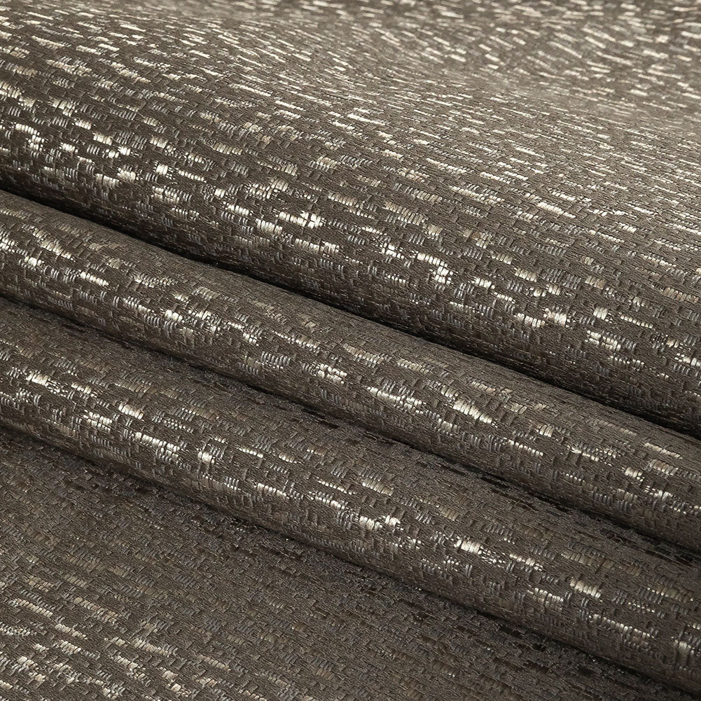 Metallic Drapery Jacquard - Putty Digital Spots - British Imported Folded