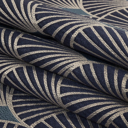 Drapery Jacquard - Sapphire Maze of Fans - British Imported Folded