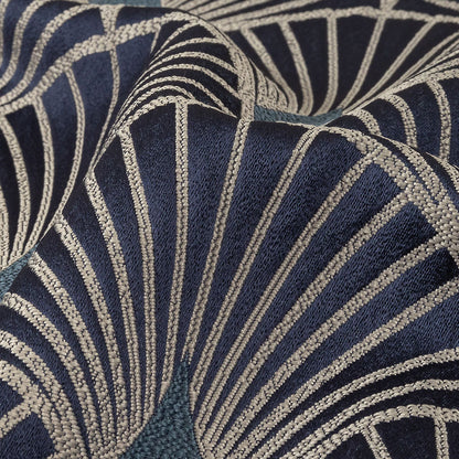Drapery Jacquard - Sapphire Maze of Fans - British Imported Detail