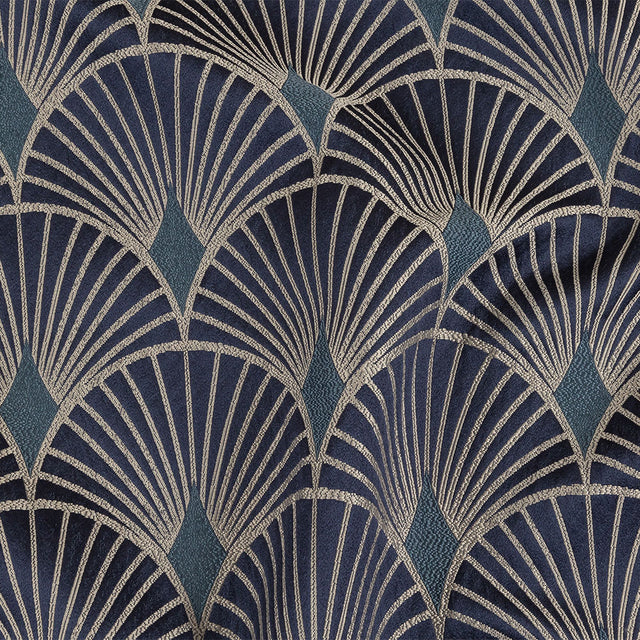 Drapery Jacquard - Sapphire Maze of Fans - British Imported