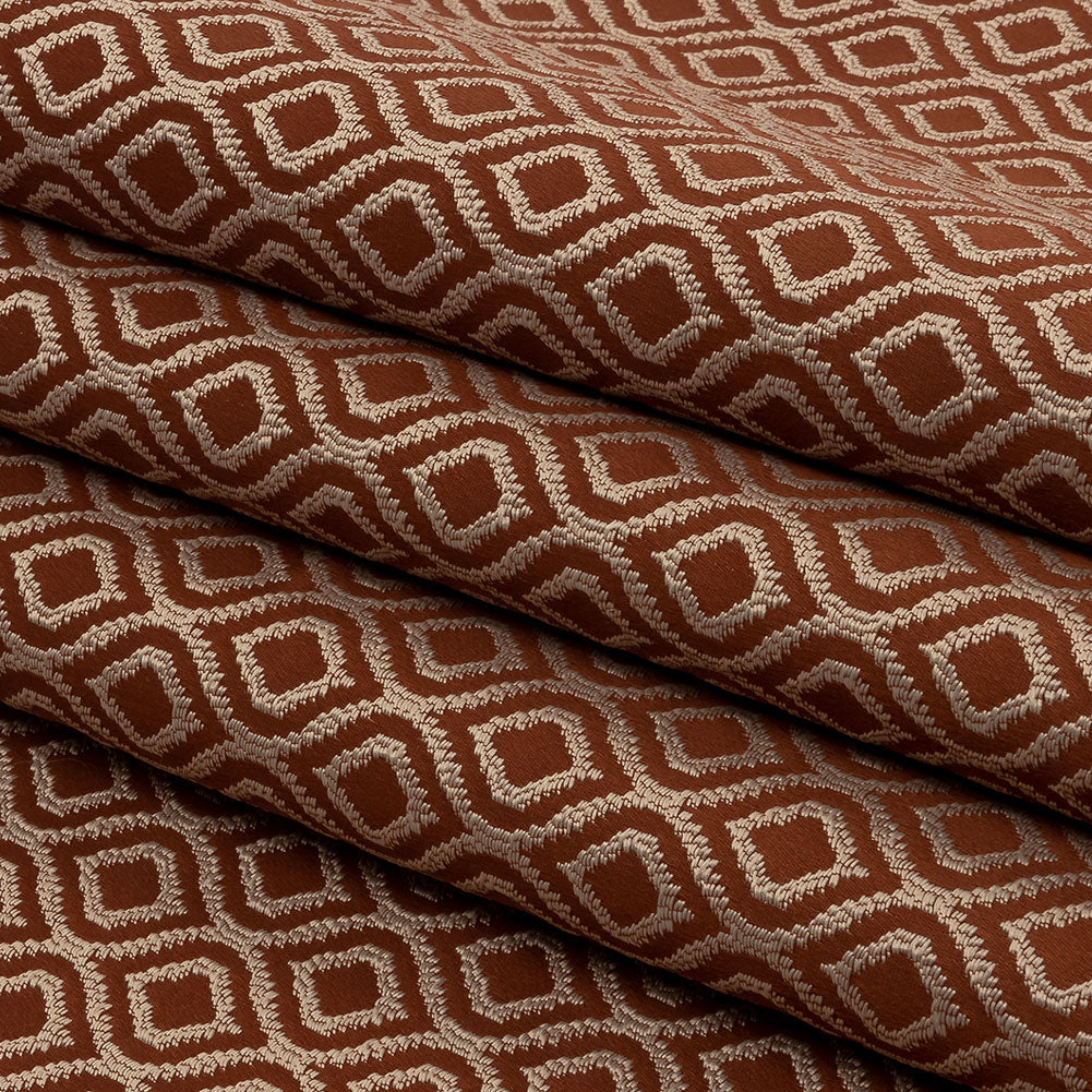 Drapery Jacquard - Rust Simple Ogees - British Imported Folded