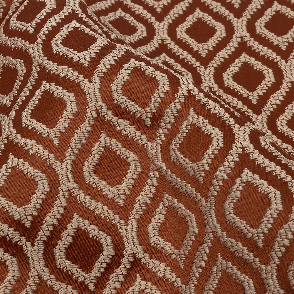 Drapery Jacquard - Rust Simple Ogees - British Imported Detail