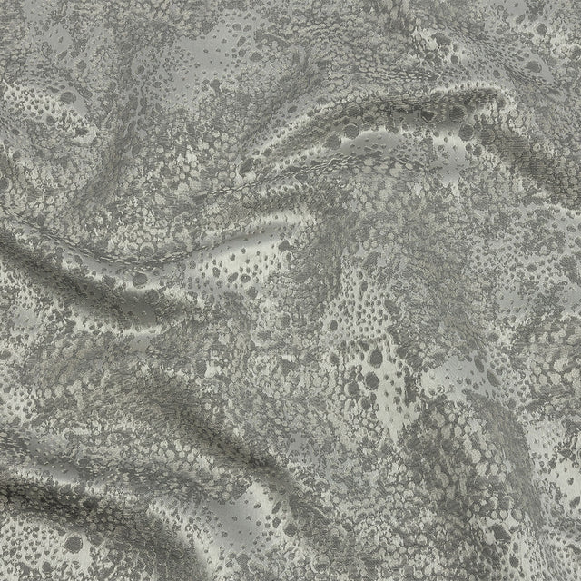 Metallic Drapery Jacquard - Aluminium Pebbly Spots - British Imported