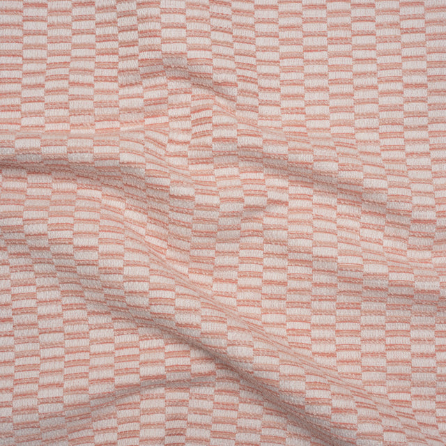 Textured Polyester and Cotton Woven - Blush Rectangle Checks - British Imported