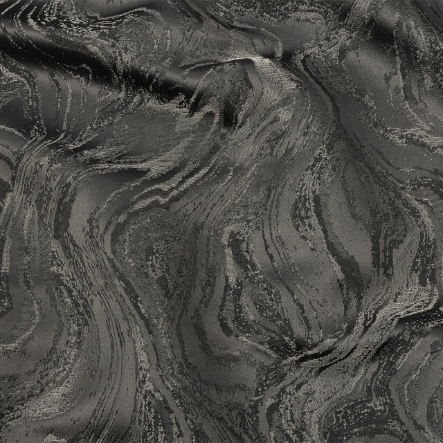 Metallic Drapery Jacquard - Charcoal Metamorphic Swirls - British Imported