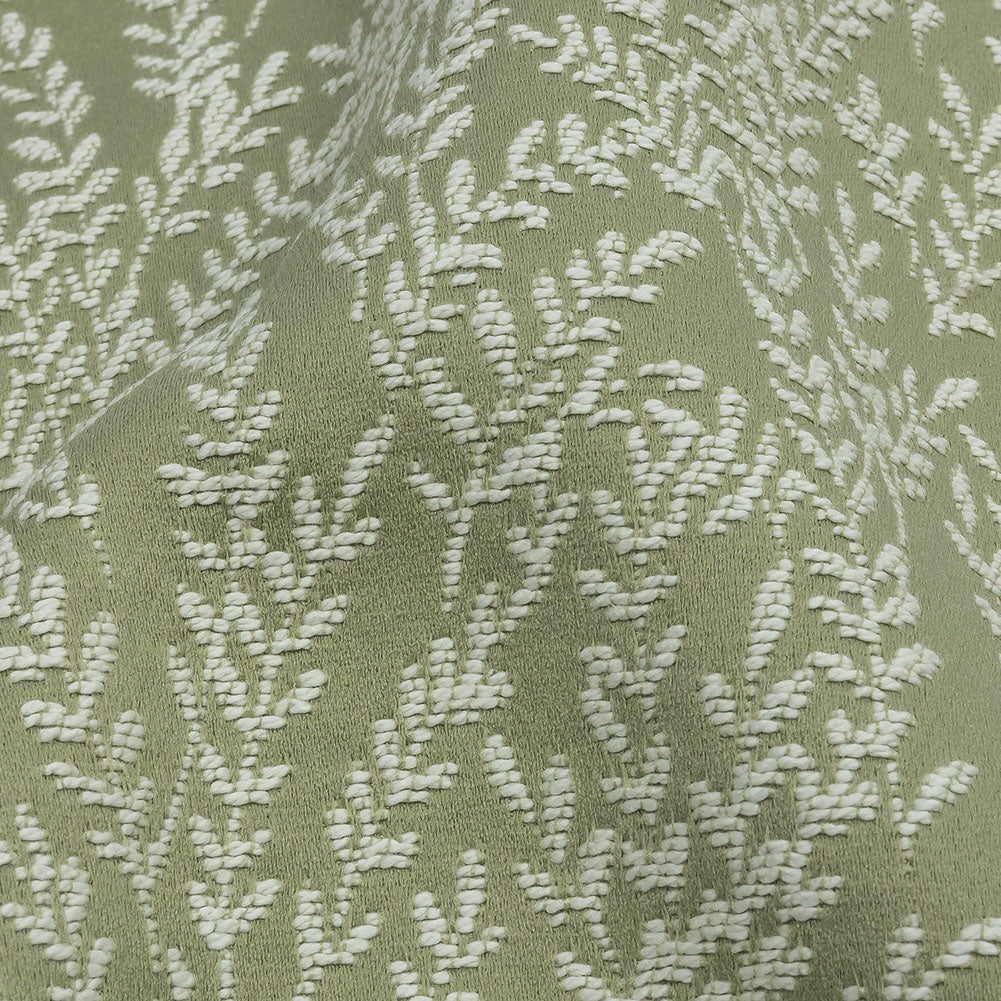 Drapery Jacquard - Sage Little Leaves - British Imported Detail