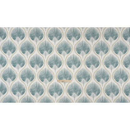 Cotton Canvas Print - Lagoon Palm Leaf Ogee - British Imported