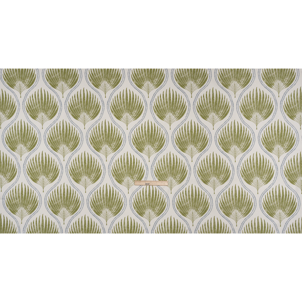 Cotton Canvas Print - Olive Palm Leaf Ogee - British Imported - Full