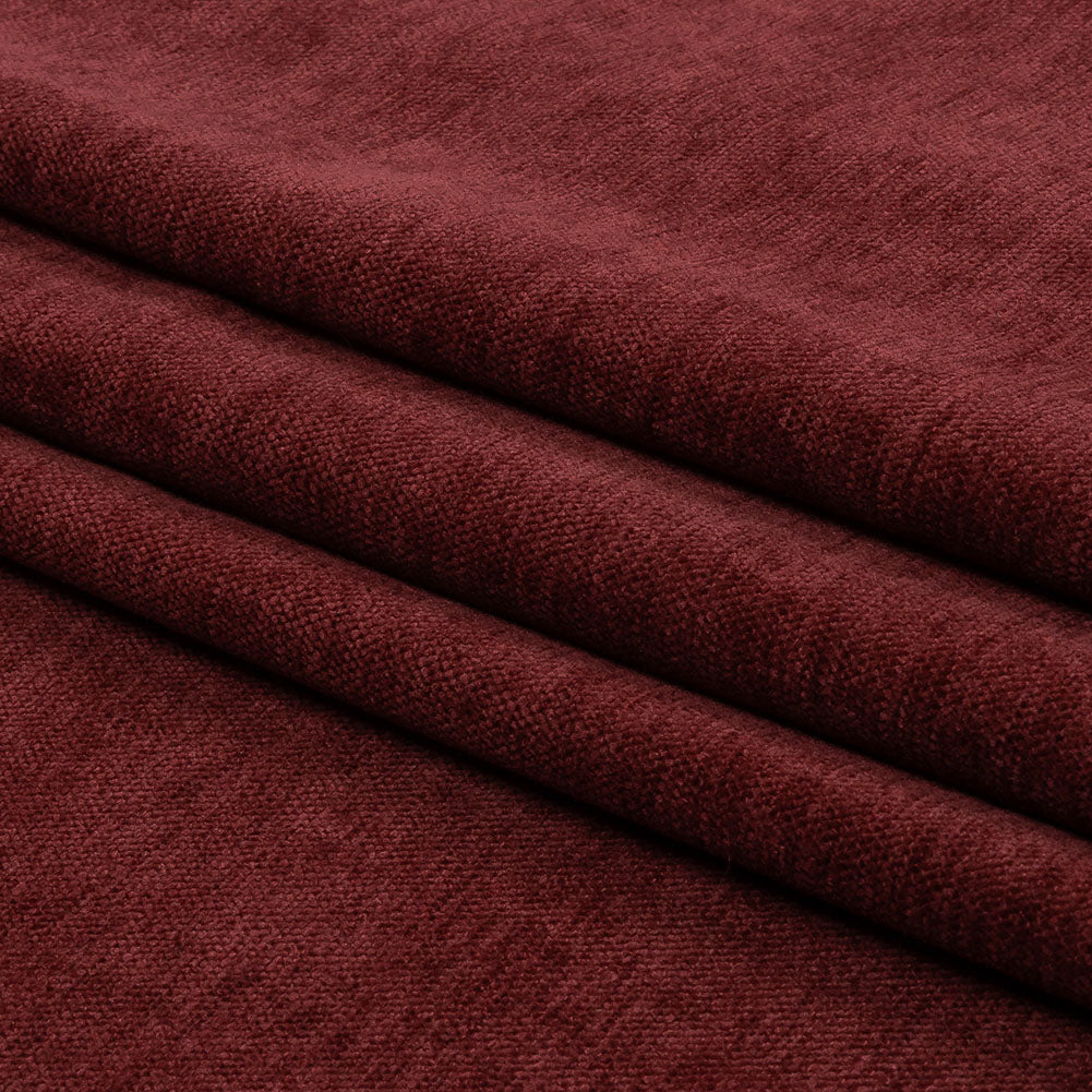 Polyester Upholstery Chenille - Cranberry - British Imported Folded