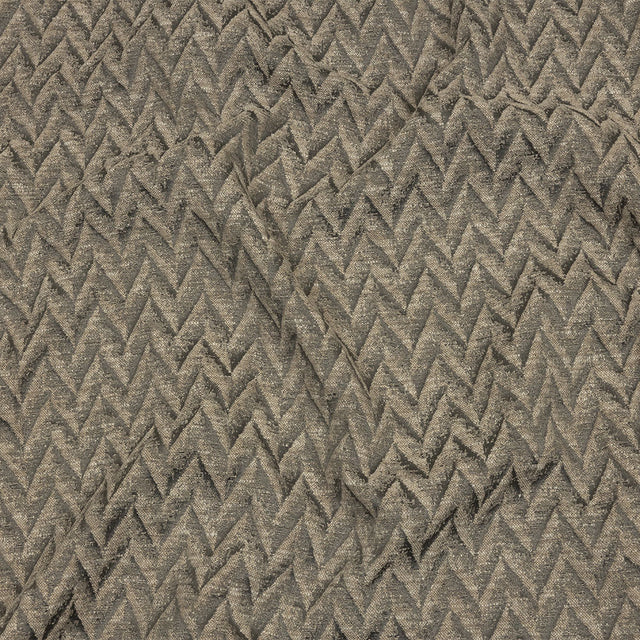 Cotton and Recycled Polyester Drapery Jacquard - Mole Distressed Zig Zags - British Imported