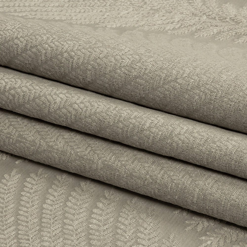 Cotton and Recycled Polyester Drapery Jacquard - Silver Leaf Chains - British Imported Folded
