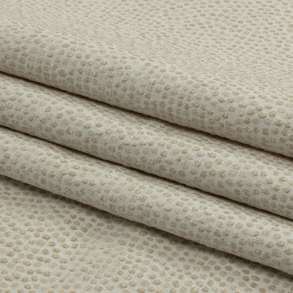 Recycled Polyester Drapery Jacquard - Champagne Spotted - British Imported Folded