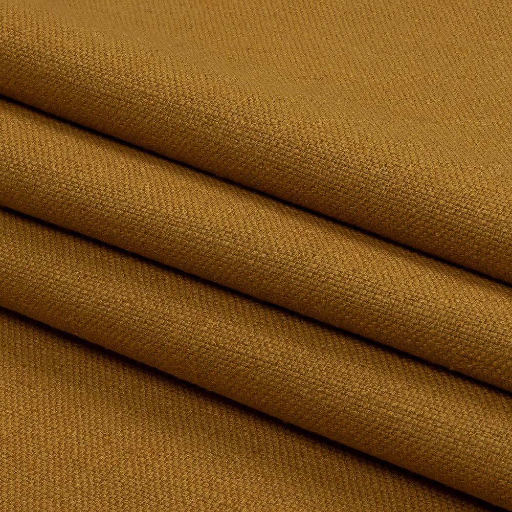 Heavyweight Linen Woven - Ochre - British Imported Folded