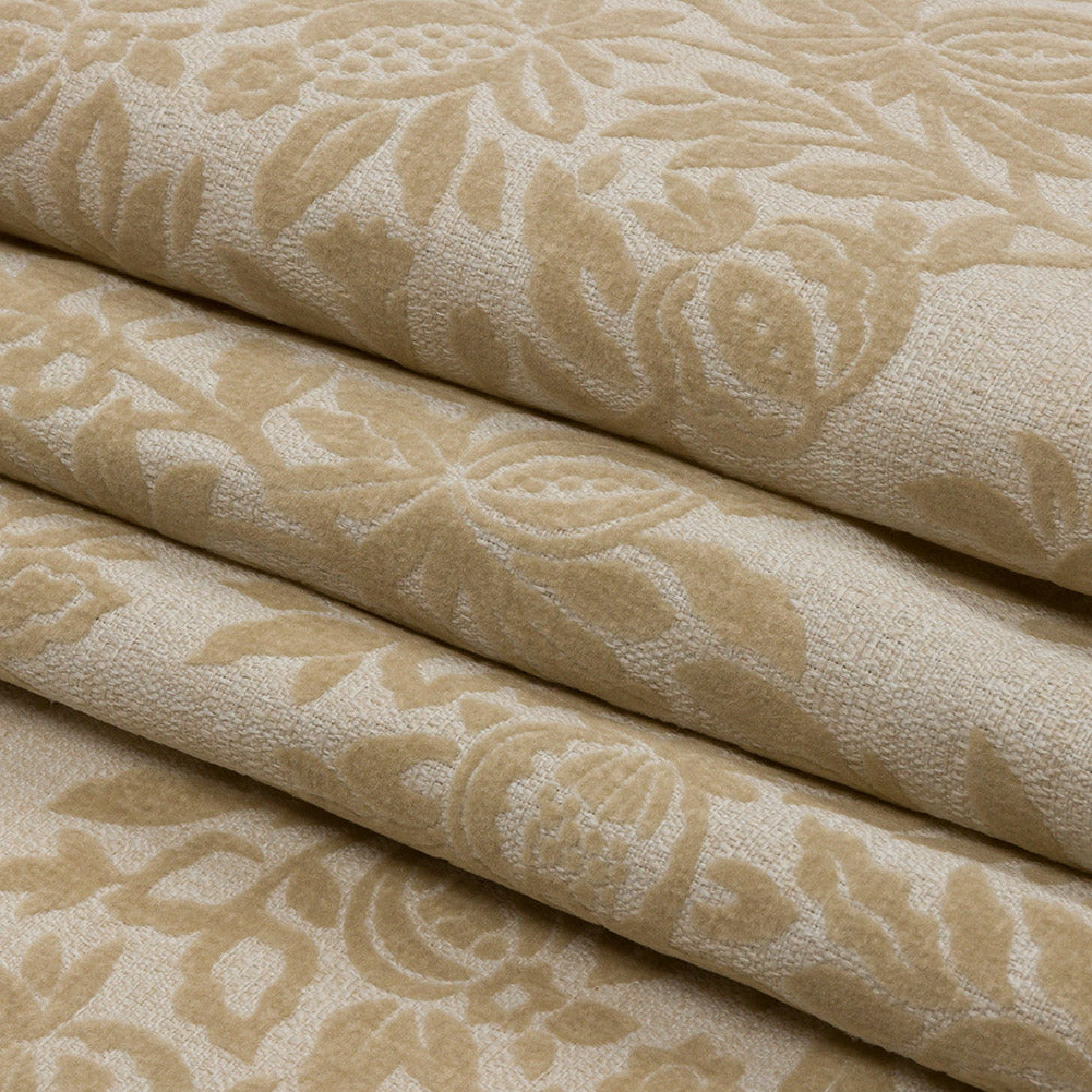 Soft Textured Recycled Polyester Drapery Woven - Sesame - British Imported Folded