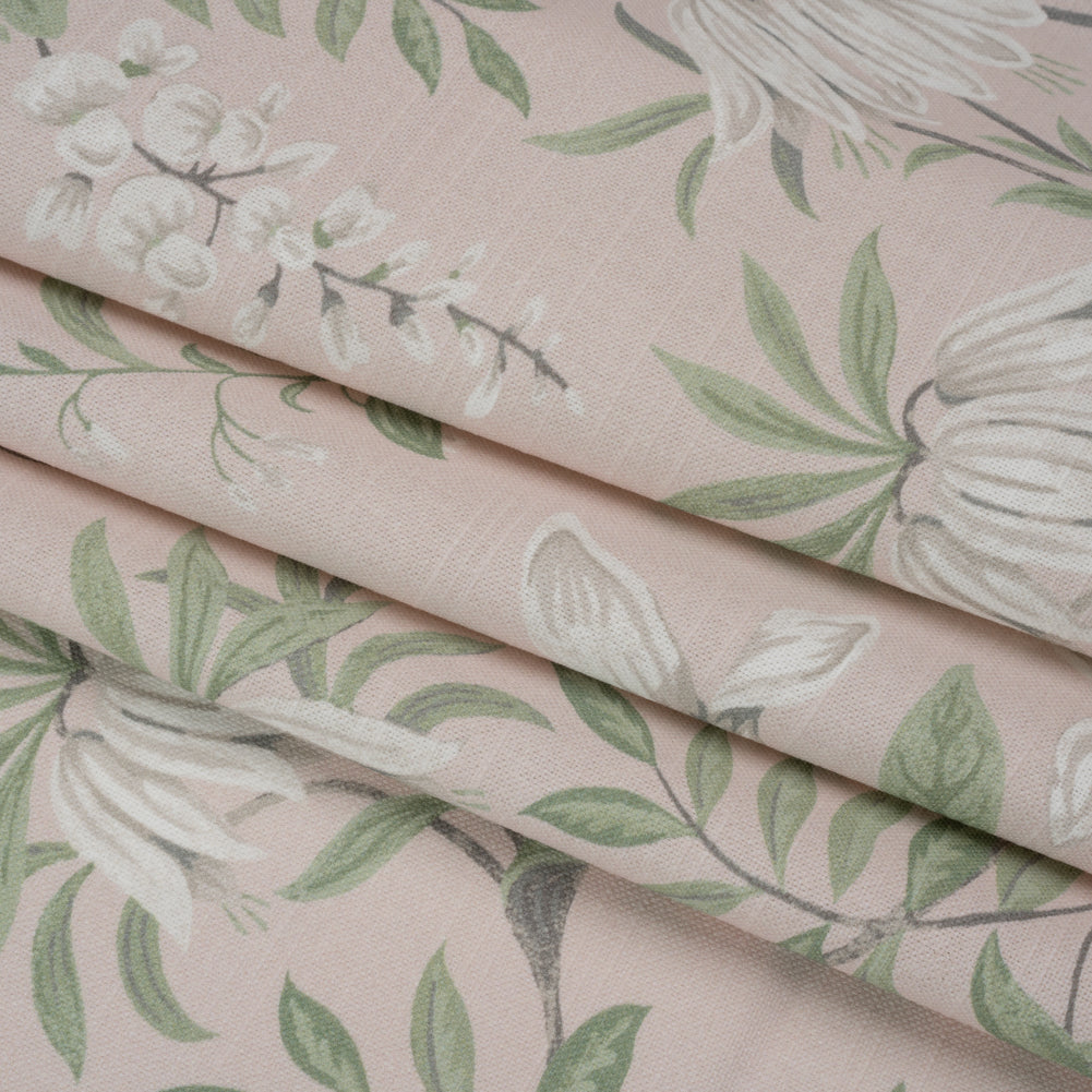 Cotton Canvas Print - Blush Garden Growth - British Imported Folded
