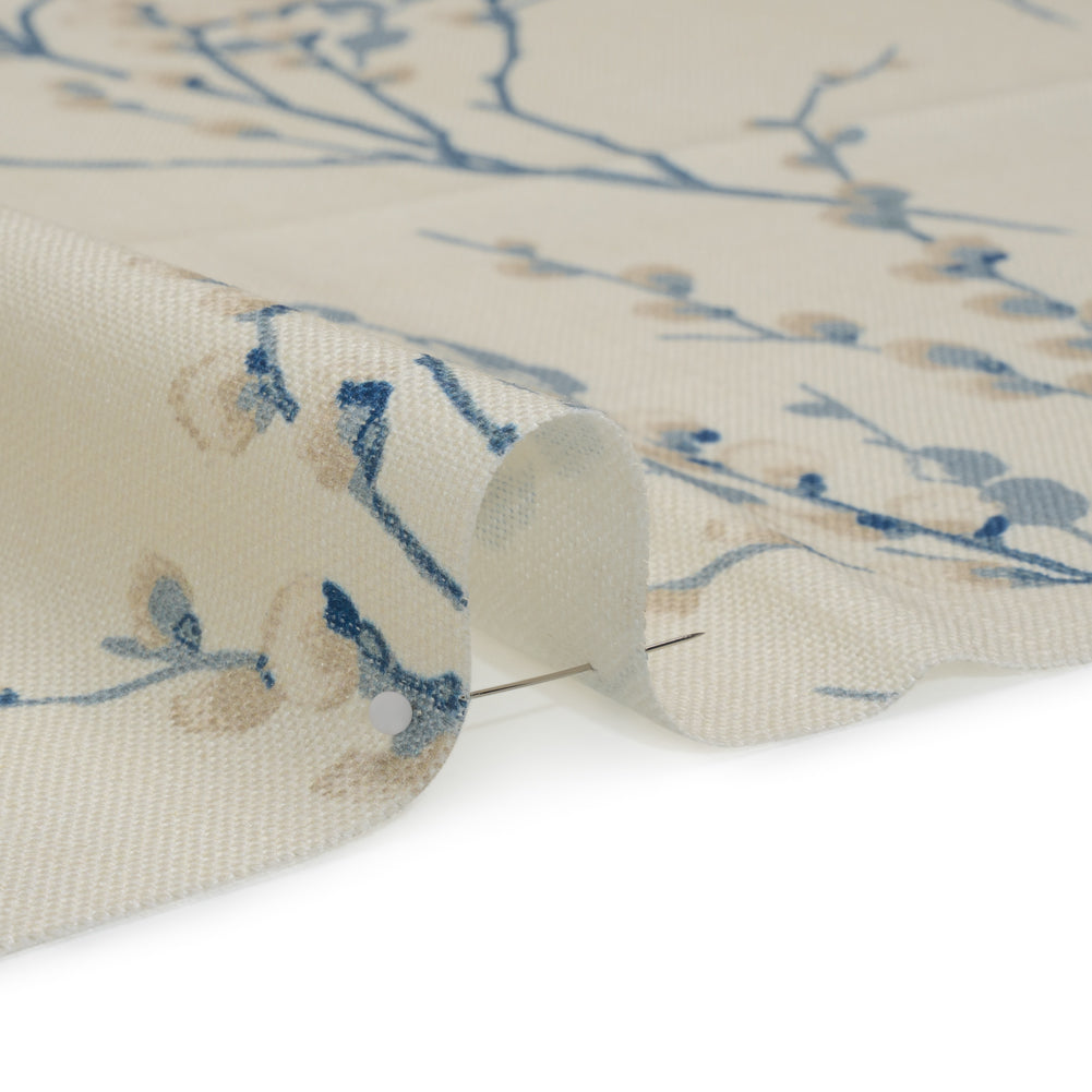 Linen and Rayon Drapery Woven - Off White Prairie Willow - British Imported Detail