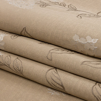Drapery Jacquard - Caramel Hydrangea Stems - British Imported Folded