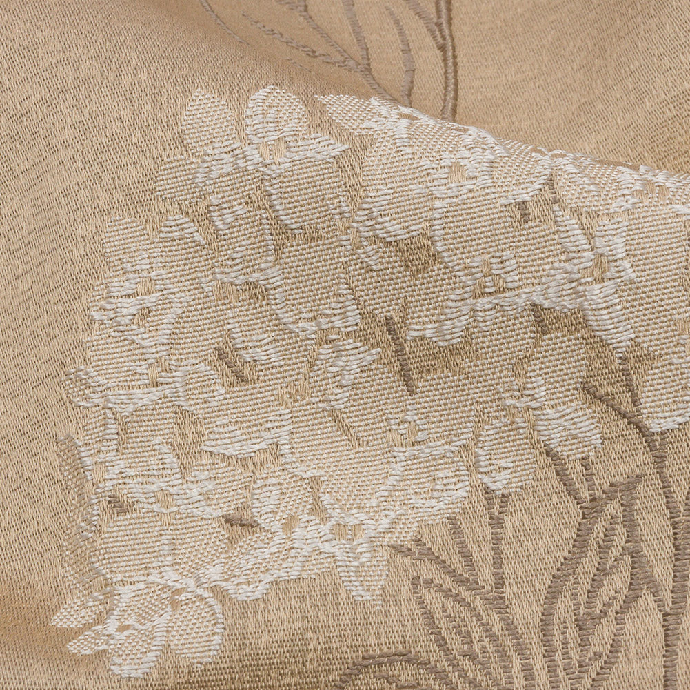 Drapery Jacquard - Caramel Hydrangea Stems - British Imported Detail