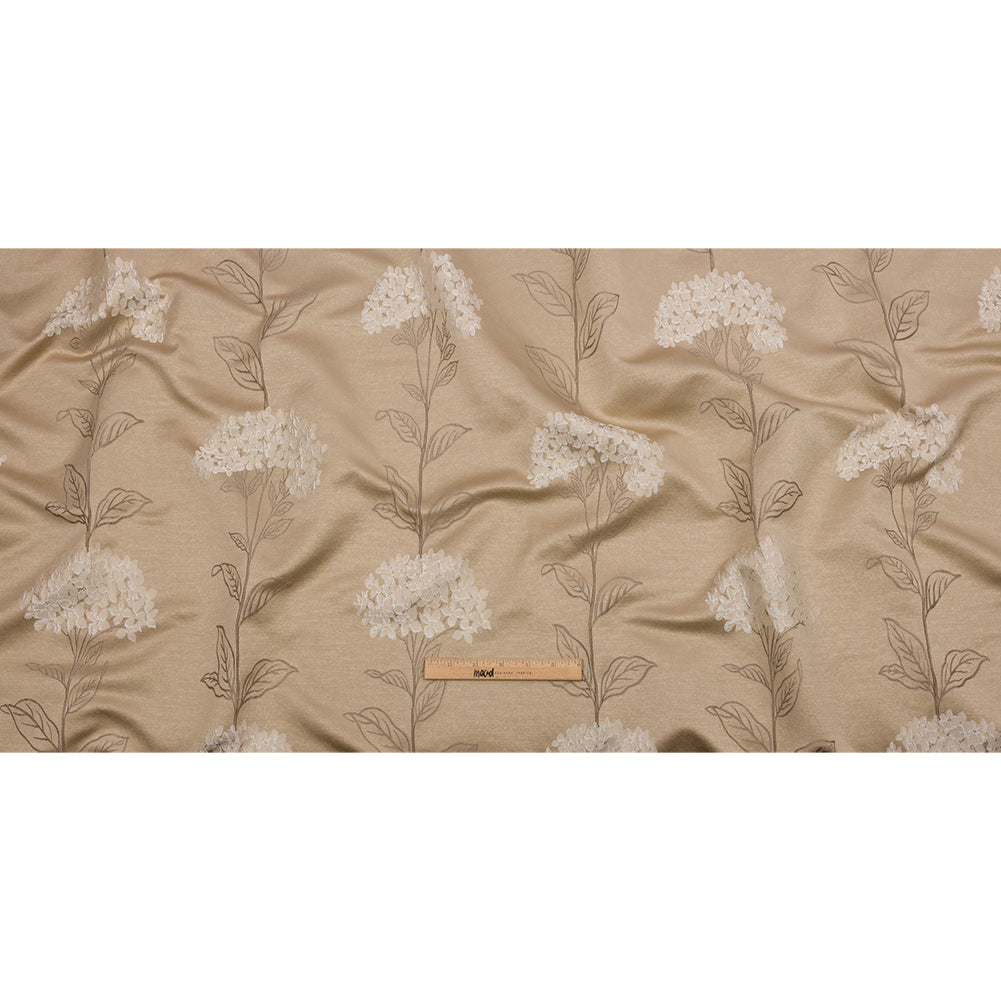 Drapery Jacquard - Caramel Hydrangea Stems - British Imported Full