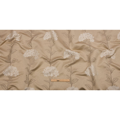 Drapery Jacquard - Caramel Hydrangea Stems - British Imported Full