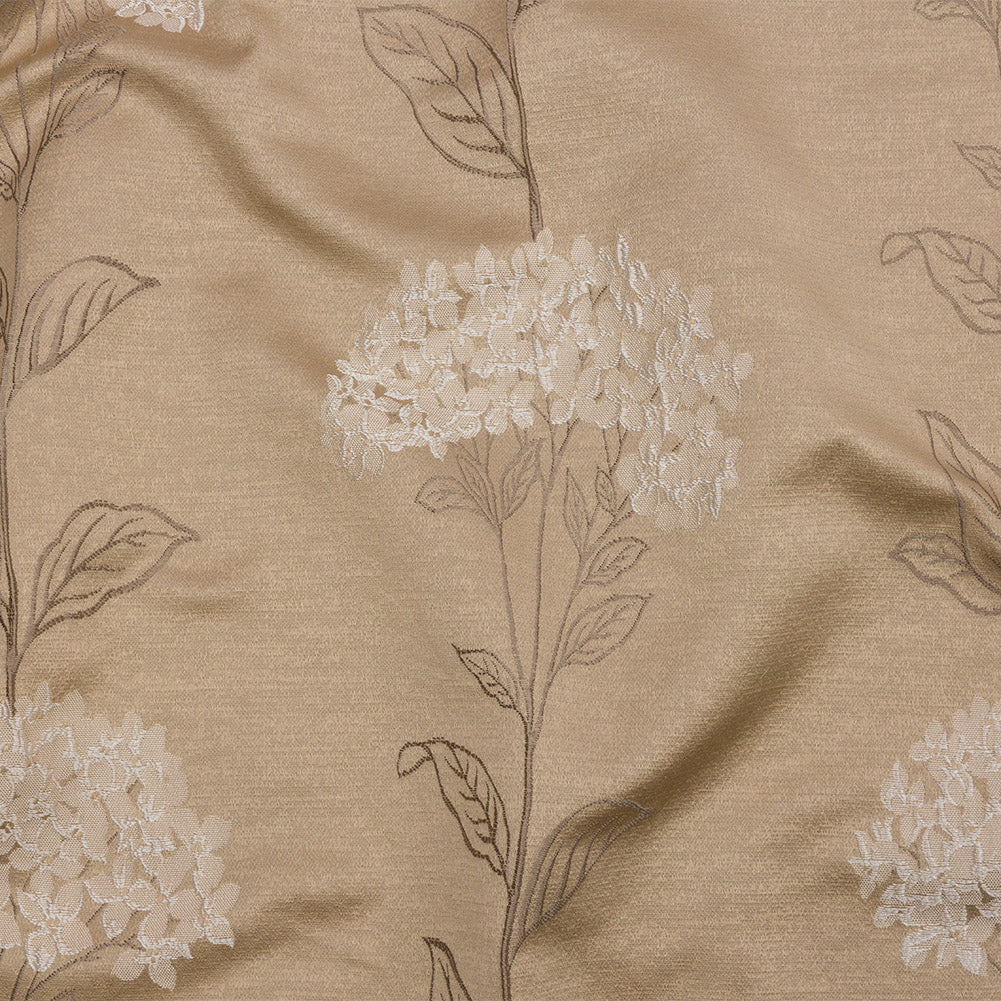 Drapery Jacquard - Caramel Hydrangea Stems - British Imported