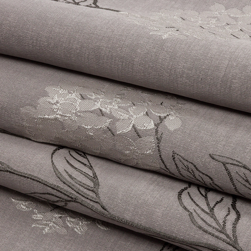 Drapery Jacquard - Dove Hydrangea Stems - British Imported Folded