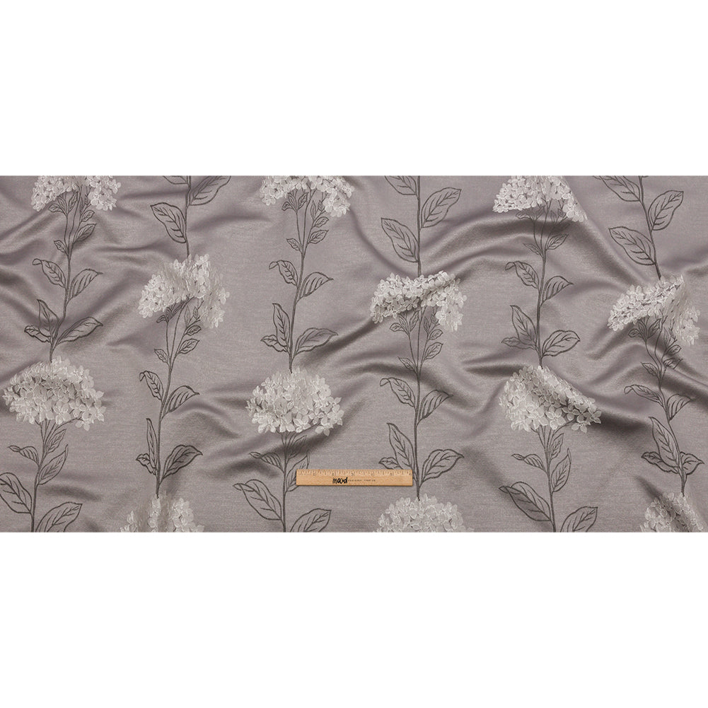 Drapery Jacquard - Dove Hydrangea Stems - British Imported Full