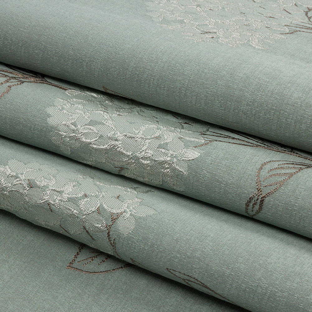 Drapery Jacquard - Mineral Hydrangea Stems - British Imported Folded