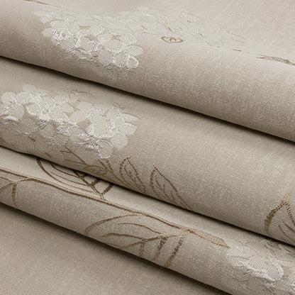 Drapery Jacquard - Sesame Hydrangea Stems - British Imported Folded