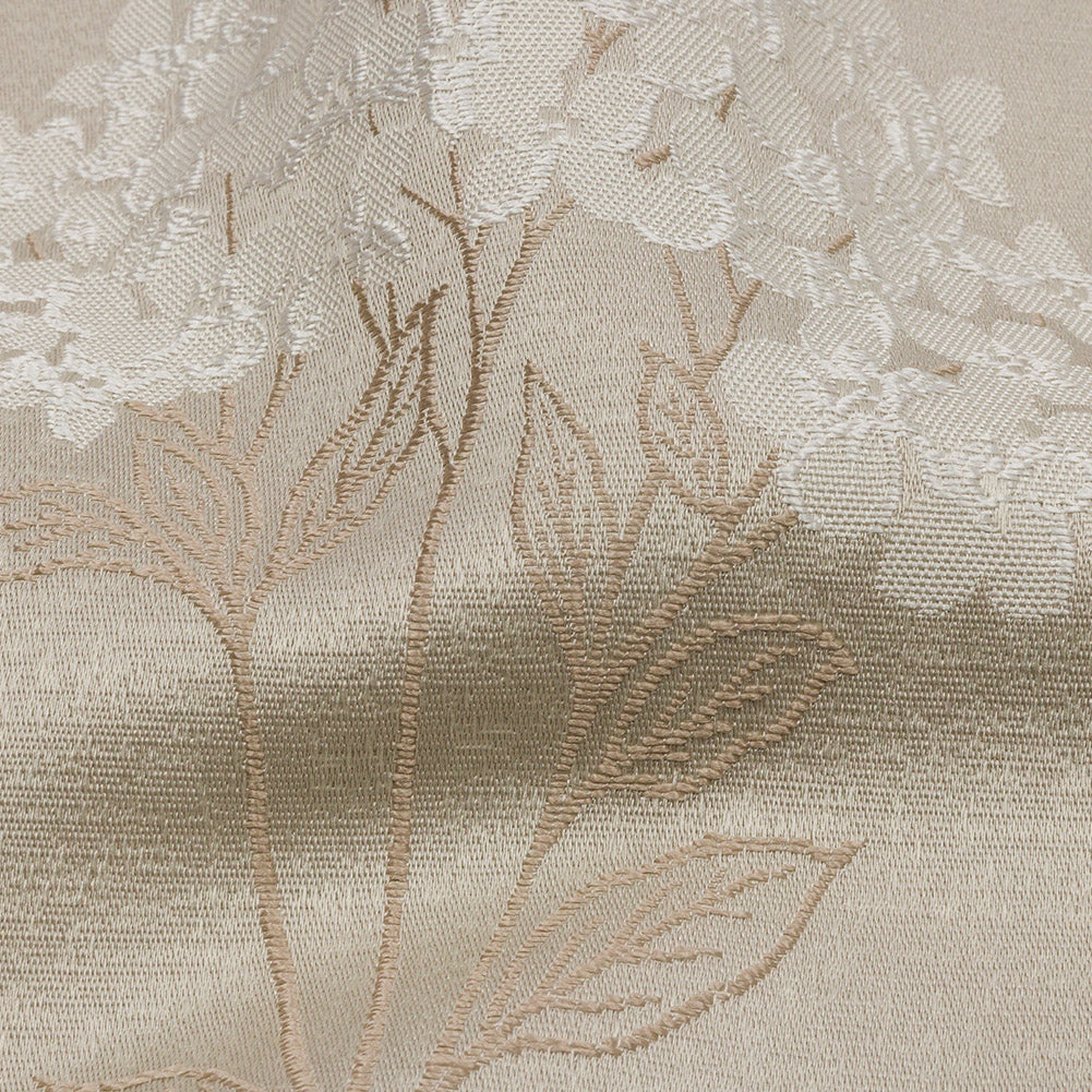 Drapery Jacquard - Sesame Hydrangea Stems - British Imported Detail