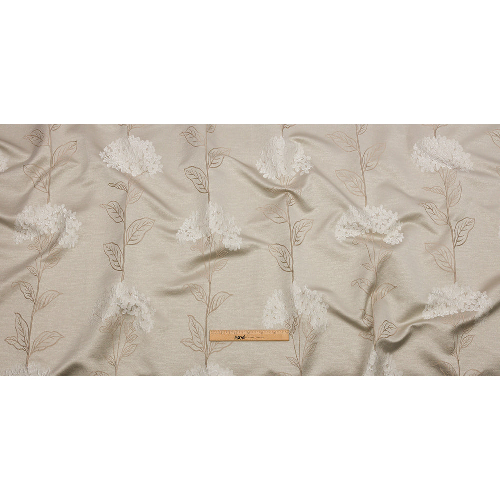 Drapery Jacquard - Sesame Hydrangea Stems - British Imported Full