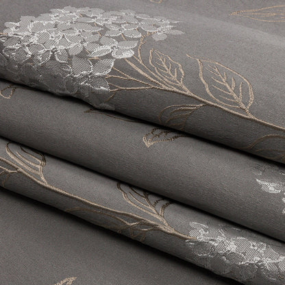 Drapery Jacquard - Shadow Hydrangea Stems - British Imported Folded