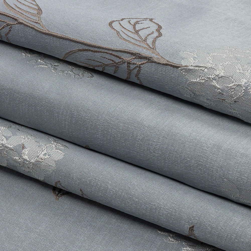 Drapery Jacquard - Wedgewood Hydrangea Stems - British Imported Folded