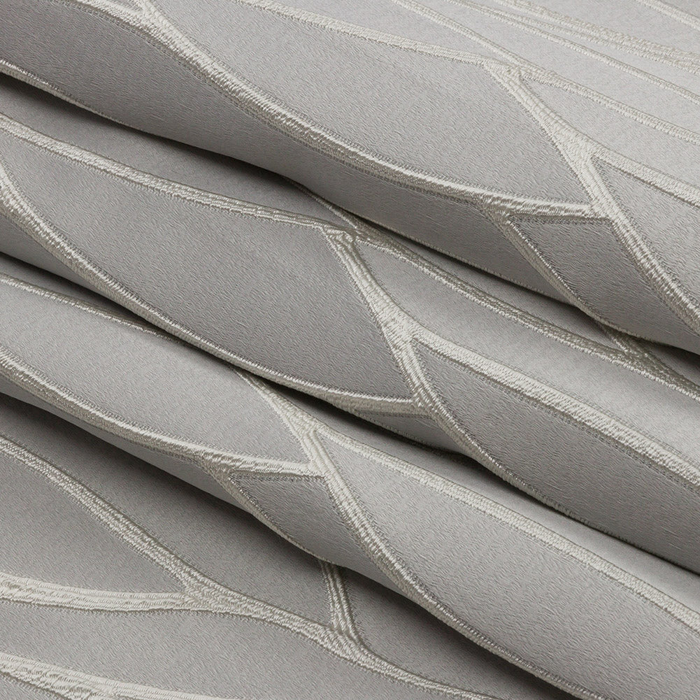 Satin-Faced Drapery Jacquard - Silver Rippling Lines - British Imported Folded