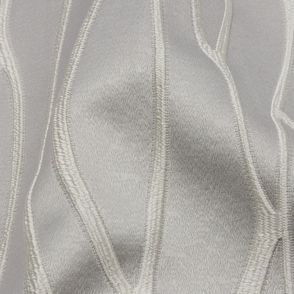 Satin-Faced Drapery Jacquard - Silver Rippling Lines - British Imported Detail