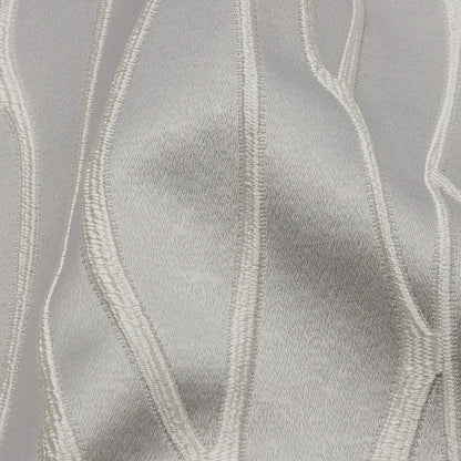 Satin-Faced Drapery Jacquard - Silver Rippling Lines - British Imported Detail