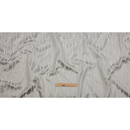 Satin-Faced Drapery Jacquard - Silver Rippling Lines - British Imported Full