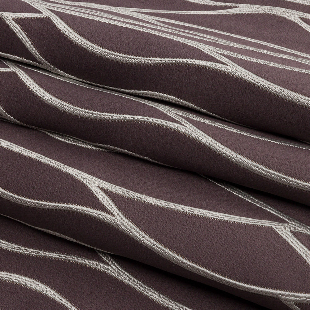 Satin-Faced Drapery Jacquard - Thistle Rippling Lines - British Imported Folded