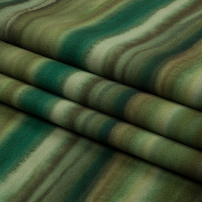 Printed Polyester Velvet - Olive Painterly Stripes - British Imported Folded