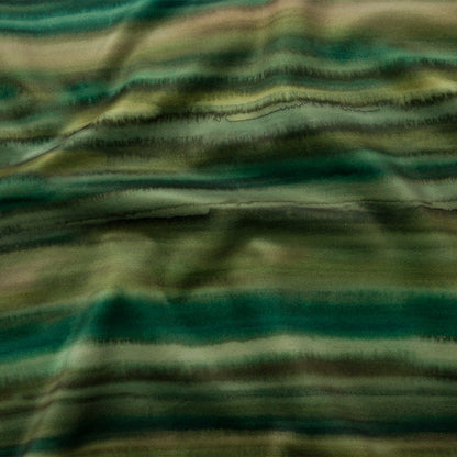 Printed Polyester Velvet - Olive Painterly Stripes - British Imported