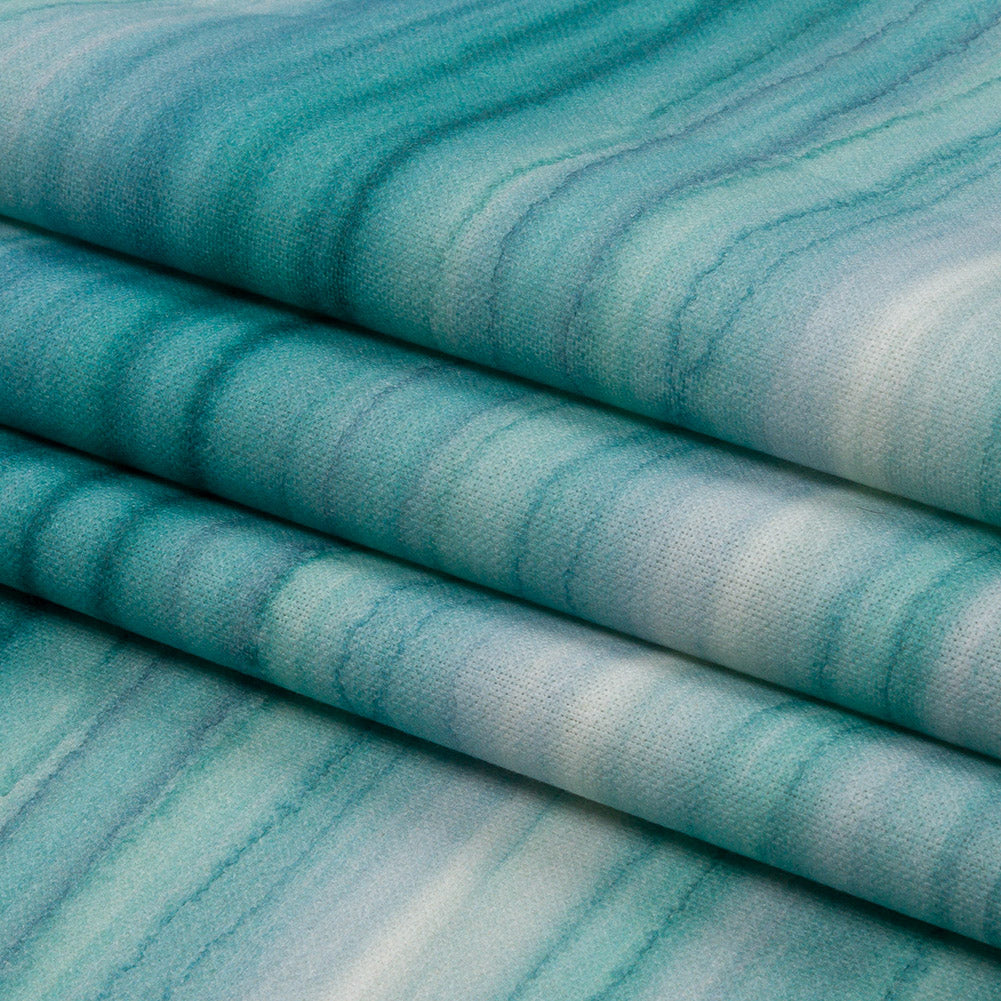 Cotton Canvas Print - Verdigris Painterly Stripes - British Imported Folded