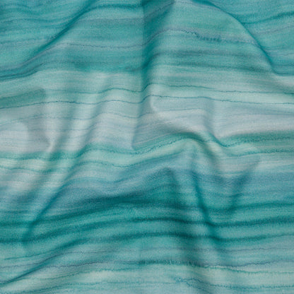 Cotton Canvas Print - Verdigris Painterly Stripes - British Imported
