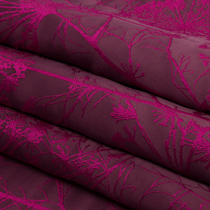 Satin-Faced Drapery Jacquard - Damson Fennel Flowers - British Imported Folded