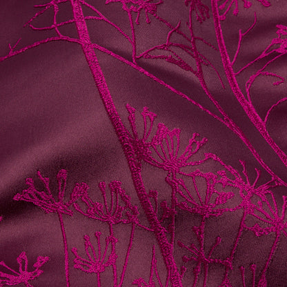 Satin-Faced Drapery Jacquard - Damson Fennel Flowers - British Imported Detail