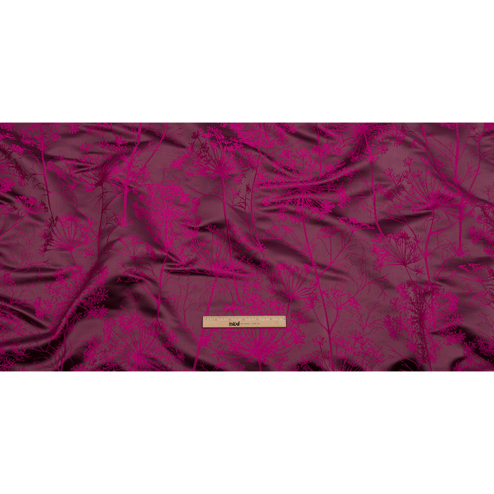 Satin-Faced Drapery Jacquard - Damson Fennel Flowers - British Imported Full