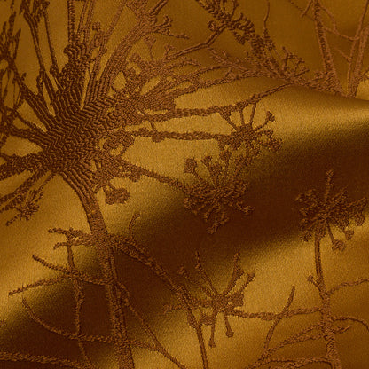 Satin-Faced Drapery Jacquard - Yellow Ochre Fennel Flowers - British Imported Detail
