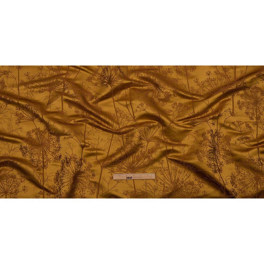 Satin-Faced Drapery Jacquard - Yellow Ochre Fennel Flowers - British Imported Full